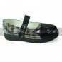 Cute Cate Ink Green Check Pattern PU Leather 3cm Flat Sweet Lolita Shoes