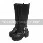 Double Zipper 3.5 Chunky Heel Platform Black PU Lolita Boots