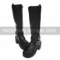 Double Zipper 3.5 Chunky Heel Platform Black PU Lolita Boots