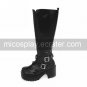 Double Zipper 3.5 Chunky Heel Platform Black PU Lolita Boots