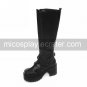 Double Zipper 3.5 Chunky Heel Platform Black PU Lolita Boots