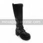 Double Zipper 3.5 Chunky Heel Platform Black PU Lolita Boots