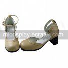 Elegant Beige PU Leather 6.3cm Wedge Classic Lolita Shoes