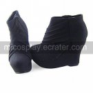 Fashion Black PU Leather 11cm Wedge Classic Lolita Shoes