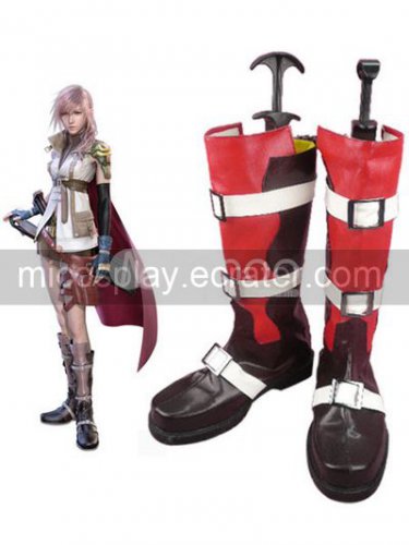 Final Fantasy Lightning Imitated Leather Rubber Cosplay Shoes