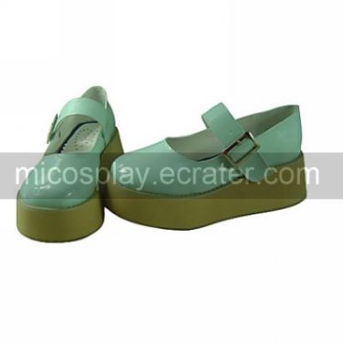 Green PU Leather 7cm Platform Country Lolita Shoes