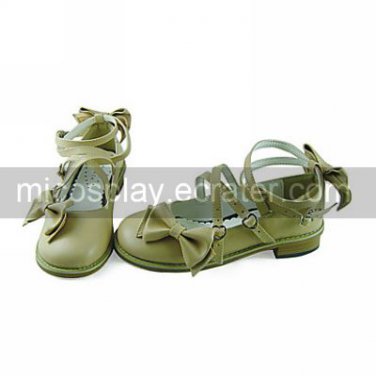 Handmade Beige PU Leather 2cm Flat Casual Lolita Shoes