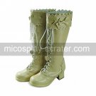 Handmade Beige PU Leather 4.5cm High Heel Sweet Lolita Boots