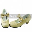Handmade Beige PU Leather 6.3cm High Heel Country Lolita Shoes