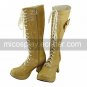 Handmade Beige PU Leather 7.5cm Chunky Heel Sweet Lolita Boots