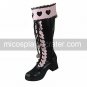 Handmade Black and Pink PU Leather 4.5cm High Heel Gothic Lolita Boots
