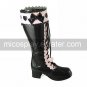 Handmade Black and Pink PU Leather 4.5cm High Heel Gothic Lolita Boots