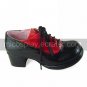 Handmade Black and Red PU Leather 4.5cm High Heel Noble Academy School Lolita Shoes