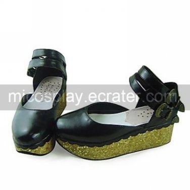 Handmade Black and Red PU Leather 5cm Platform Classic Lolita Shoes