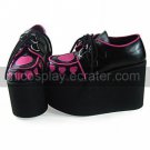 Handmade Black and Red PU Leather 12cm Platform Classic Lolita Shoes