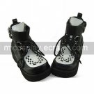 Handmade Black and White Check Pattern PU Leather 6cm Platform Punk Lolita Shoes