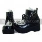 Handmade Black and White Check Pattern PU Leather 6cm Platform Punk Lolita Shoes