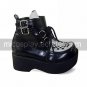 Handmade Black and White Check Pattern PU Leather 6cm Platform Punk Lolita Shoes