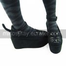 Handmade Black Cat Face Suede Upper 9cm Platform Sweet Lolita Shoes with Tail