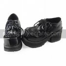 Handmade Black Grid Pattern PU Leather 8cm High Heel Punk Lolita Shoes