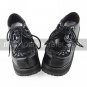 Handmade Black Grid Pattern PU Leather 8cm High Heel Punk Lolita Shoes