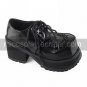 Handmade Black Grid Pattern PU Leather 8cm High Heel Punk Lolita Shoes