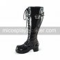 Handmade Black High Gloss PU Leather 4.5cm High Heel Military Style Classic Lolita Boots