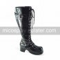 Handmade Black High Gloss PU Leather 4.5cm High Heel Military Style Classic Lolita Boots