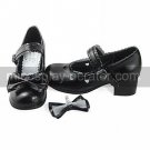 Handmade Black Hollowed PU Leather 4.5cm High Heel Sweet Lolita Shoes