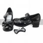 Handmade Black Hollowed PU Leather 4.5cm High Heel Sweet Lolita Shoes