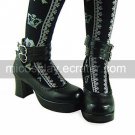 Handmade Black PU Leather7 .5cm High Heel Gothic Lolita Shoes