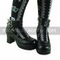 Handmade Black PU Leather7 .5cm High Heel Gothic Lolita Shoes