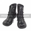 Handmade Black PU Leather 2.5cm Flat Gothic Lolita Boots