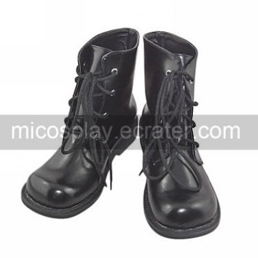 Handmade Black PU Leather 2.5cm Flat Gothic Lolita Boots