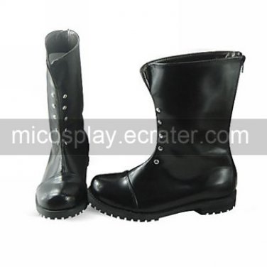 Handmade Black PU Leather 2.5cm Flat Gothic Lolita Boots  1