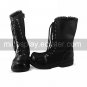 Handmade Black PU Leather 2.5cm Flat Punk Lolita Boots