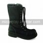 Handmade Black PU Leather 2.5cm Flat Punk Lolita Boots