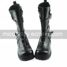 Handmade Black PU Leather 2.5cm Flat Punk Lolita Boots with Belt