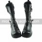 Handmade Black PU Leather 2.5cm Flat Punk Lolita Boots with Belt