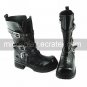 Handmade Black PU Leather 2.5cm Flat Punk Lolita Boots with Belt