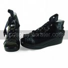 Handmade Black PU Leather 3cm Wedge Shiro& Kuro Lolita Shoes