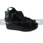 Handmade Black PU Leather 3cm Wedge Shiro& Kuro Lolita Shoes