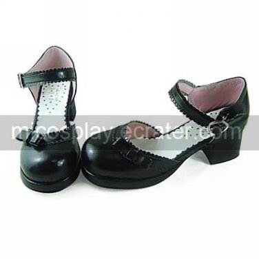 Handmade Black PU Leather 4.5cm High Heel Casual Lolita Shoes