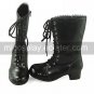 Handmade Black PU Leather 4.5cm High Heel Classic Lolita Boots