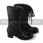 Handmade Black PU Leather 4.5cm High Heel Classic Lolita Boots
