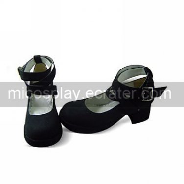 Handmade Black PU Leather 4.5cm High Heel Classic Lolita Shoes 1