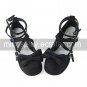 Handmade Black PU Leather 4.5cm High Heel Classic Lolita Shoes with Bow