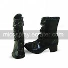 Handmade Black PU Leather 4.5cm High Heel Country Lolita Boots