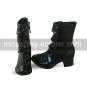 Handmade Black PU Leather 4.5cm High Heel Country Lolita Boots