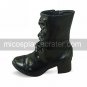 Handmade Black PU Leather 4.5cm High Heel Country Lolita Boots